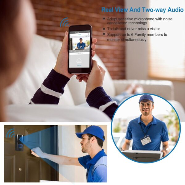 WiFi Video Doorbell Wireless Door Bell 720P HD WiFi Security Camera - Image 4