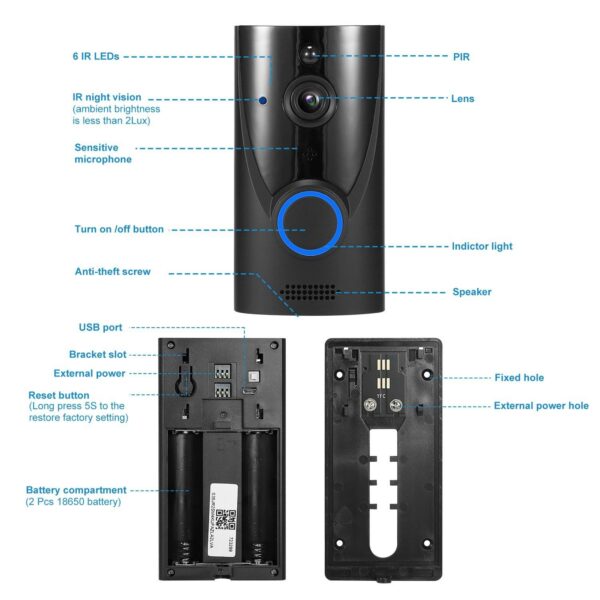 WiFi Video Doorbell Wireless Door Bell 720P HD WiFi Security Camera - Image 9