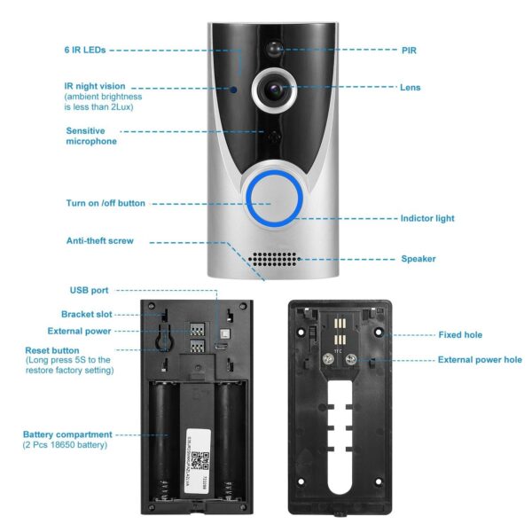 WiFi Video Doorbell Wireless Door Bell 720P HD WiFi Security Camera - Image 21
