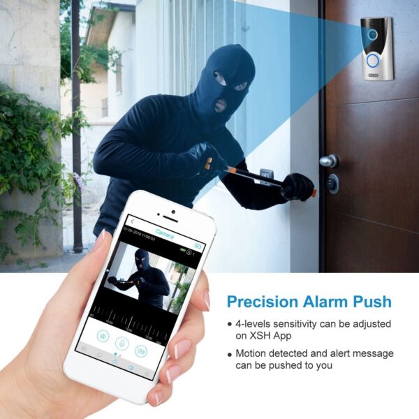 WiFi Video Doorbell Wireless Door Bell 720P HD WiFi Security Camera with Two-way Talk PIR Motion - Image 5
