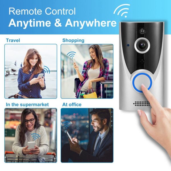 WiFi Video Doorbell Wireless Door Bell 720P HD WiFi Security Camera with Two-way Talk PIR Motion - Image 9