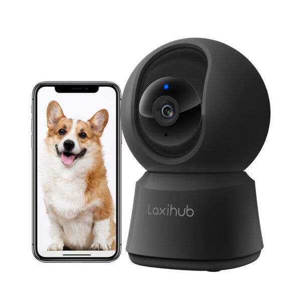 Laxihub 5MP Wi-Fi Surveillance Camera Baby Monitor 360������ Indoor Home Black Security PT Camera 2K+ Night Vision Wi-Fi Cam For Pet Nanny P2F Without TF/SD