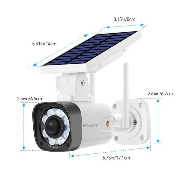 Techage SL669; Solar Battery Powered; Fake Security Camera; Motion-Activated Floodlights; Realistic Look; Easy To Install; IP66 Waterproof; Warning Sticker Included; Pack Of 2 - Image 9