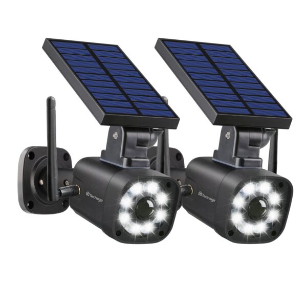 Techage SL669; Solar Battery Powered; Fake Security Camera; Motion-Activated Floodlights; Realistic Look; Easy To Install; IP66 Waterproof; Warning Sticker Included; Pack Of 2 - Image 11