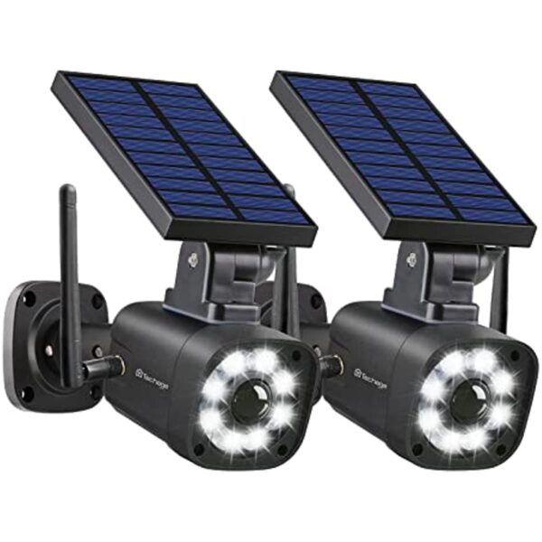 Techage SL669; Solar Battery Powered; Fake Security Camera; Motion-Activated Floodlights; Realistic Look; Easy To Install; IP66 Waterproof; Warning Sticker Included; Pack Of 2 - Image 7