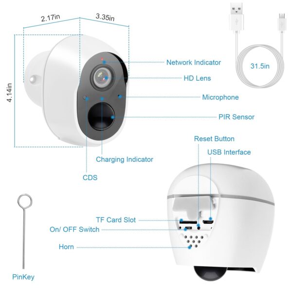 1080P FHD WiFi IP Camera Two-Way Audio Security Surveillance Camera IP65 Waterproof Network Camcorder - Image 4