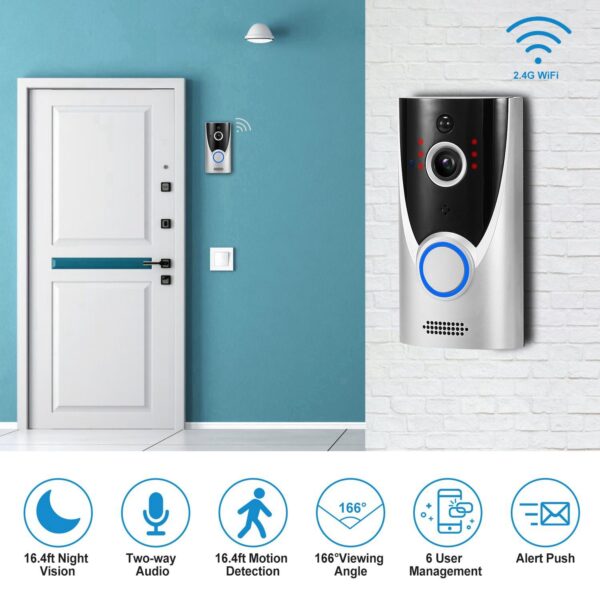 WiFi Video Doorbell Wireless Door Bell 720P HD WiFi Security Camera - Image 2