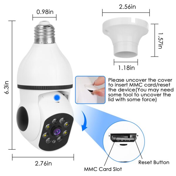 E27 WiFi Bulb Camera 1080P FHD WiFi IP Pan Tilt Security Surveillance Camera with Two-Way Audio Full Color Night Vision Flood Light Motion Tracking Siren Function APP Control - Image 7