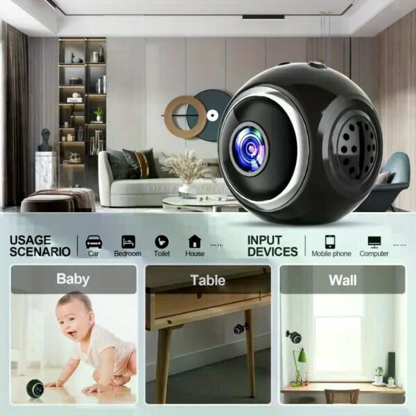 Spherical security camera, motion detection, color night vision, alarm push, 1080P wireless Wi-Fi smart home security camera - Image 4