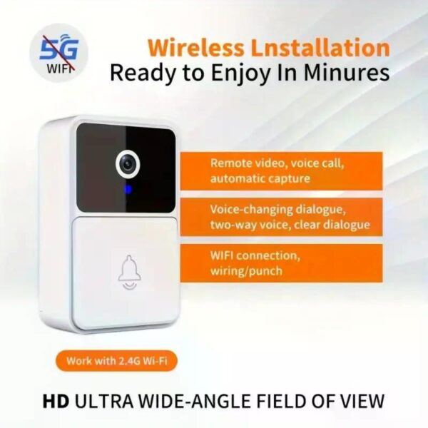 1PS WIFI doorbell camera wireless, smart video doorbell home intercom high definition night vision charging security doorbell, wide-angle intelligent vision, two-way call, photo, recording - Image 2
